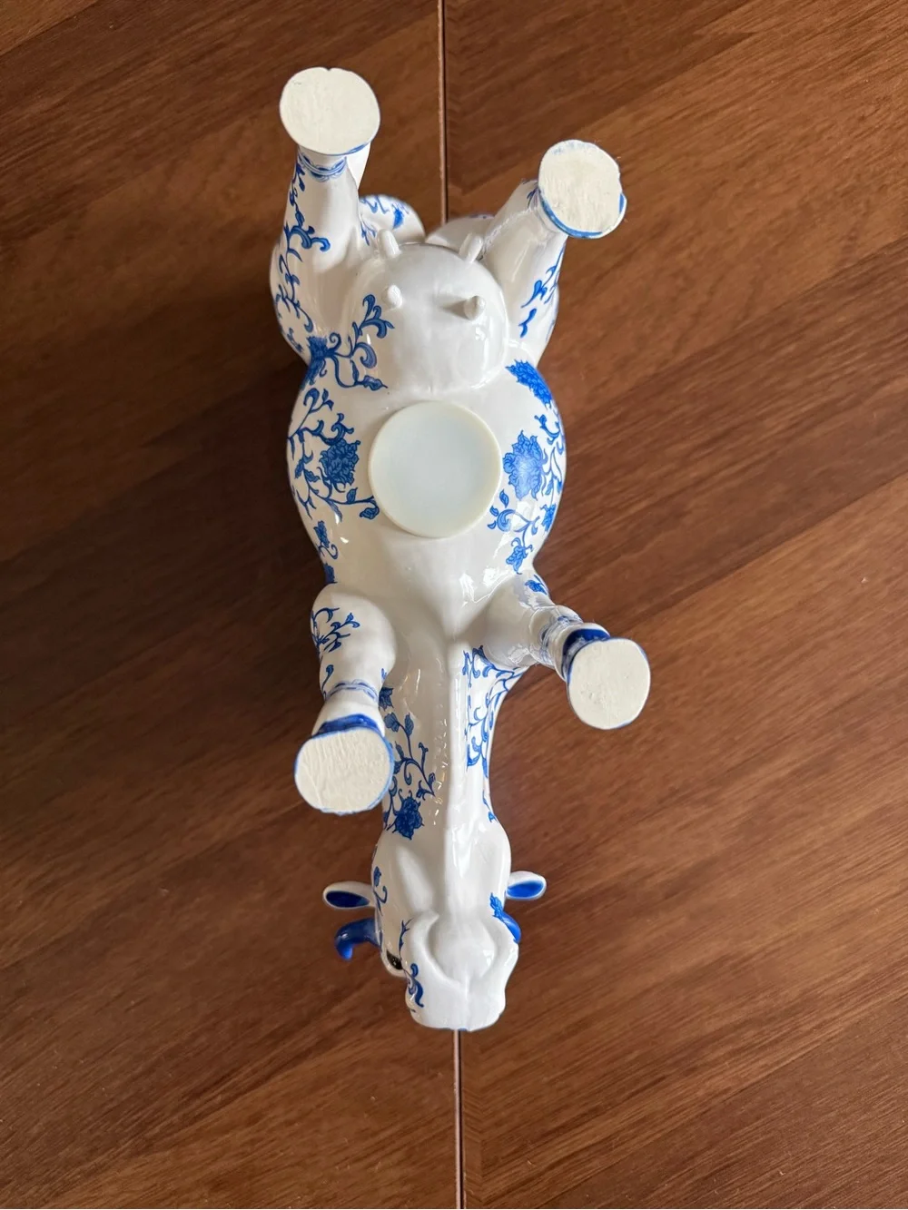 Blue & White Floral Piggy Bank “China Cow” Cow Parade Sculpture by Angela Burns - Picture 6 of 6